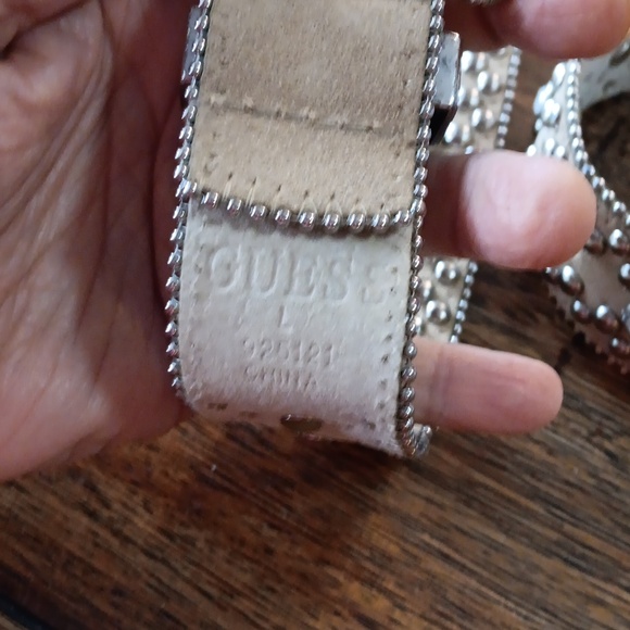 Guess Silver and Tan Studded Belt - Picture 4 of 4